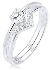 Elli Ring Damen Set Solitär Dreieck Zirkonia Edel in 925 Sterling Silber