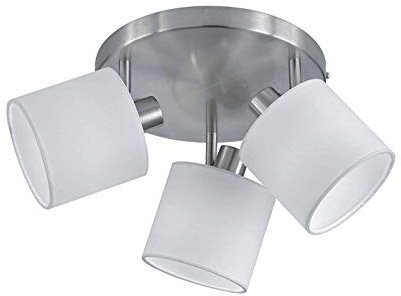 Reality Leuchten Tommy R80333901 Spotbalken, Nickel Matt, Stoffschirm Weiß