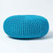 Homescapes Pouf Strickpouf rundes Bodenkissen, Sitzpouf 70 x 23 cm, gepolsterter Sitzhocker, Sitzpuff/Puff mit grob gestricktem Bezug aus 100% Baumwolle, Strickpuff, türkis/blaugrün