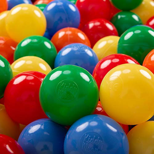KiddyMoon 300 ∅ 7Cm Balles Colorées Plastique pour Piscine Enfant Bébé Fabriqué en EU, Jaune/Vert/Bleu/Rouge/Orange