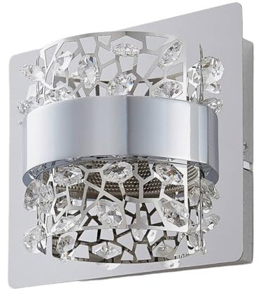 Lucande LED Wandleuchte, Wandlampe Innen Neelie (Modern) in Chrom aus Metall (1 flammig) - Wandstrahler Wandbeleuchtung Schlafzimmer/Wohnzimmer Schlafzimmerleuchte