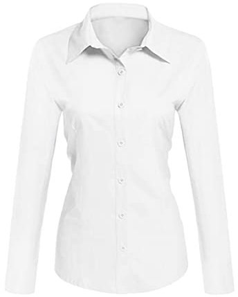 Toocool - Camicia Donna Slim Fit Manica Lunga Camicetta Blusa Aderente Cotone C-S020 [M,Bianco]