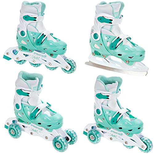 RAVEN 4in1 Inline Skates Triskates Rollschuhe Schlittschuhe Inliner für Kinder Mädchen Jungen verstellbar (Balloon Mint, 37-40 (23,5cm-26cm))
