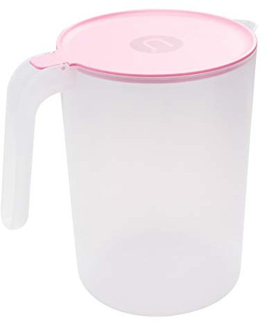 Plastikkrug mit Deckel Heißes Und Kaltes Getränk Krug Saft Milch Kaffee Eistee Krug 2000Ml (Pink)