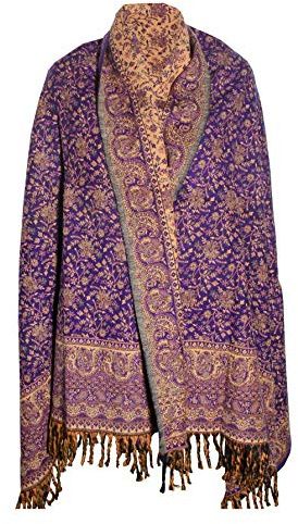 Decke für den Winterschal / Schal, dick, Pasmina, reine Yakwolle, Dekoration für Damen und Herren, übergroß, wendbar, luxuriös, mehrfarbiger Schal, Geschenk, violett, One size