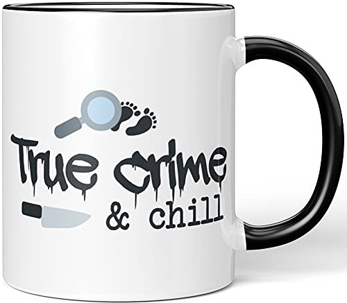 JUNIWORDS Tasse, True Crime & chill, Wähle Farbe, Schwarz