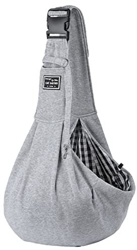 Sac de Transport en Bandoulière pour Animal de Compagnie - Porte Chien Ventral pour Petit Chien et Chat - Voyages en Plein Air - Gris