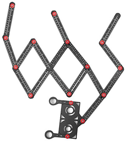 Regla de medición de múltiples ángulos, regla de ángulo de aleación de aluminio precisa de 16 lados Herramienta de diseño de plantilla de metal con perforador de azulejos de cerámica Guía