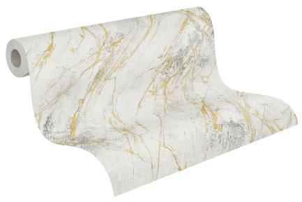 A.S. Création Tapete Marmoroptik Weiß Grau THE BOS 388173 Vliestapete Marmortapete 10,05 m x 0,53 m Made in Germany