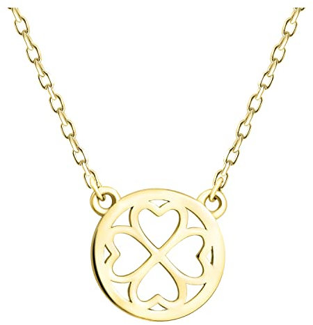 Sofia Milani - Damen Halskette 925 Silber - vergoldet/golden - Kreis Kleeblatt Anhänger - N0567