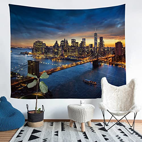 CILODO Tapisserie Wandbehang New York City Bridge Mandala Wandteppich Hippie Wandteppich Psychedelic Home Decor Wandteppiche Wandkunst für Zimmer 200x150 cm