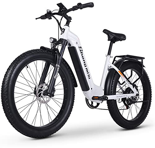 Shengmilo E Bike Elektrofahrrad Herren Damen 26'' E-Mountainbike E-Bike 48V17.5Ah Akku 7 Gang Schaltwerk Elektrisches Fahrrad mit Bafang motor Fat Tire hydraulische Scheibenbremsen Hinter Gepäckträger