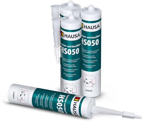 HAUSA Aquarium-Silikon Glassilikon HS050 schwarz 4x 310ml Silikon-Kleber & Dichtstoff für Aquarien Terrarien Glaskonstruktionen schnelle Aushärtung, süß- meerwasserbeständig, sicher für Fische