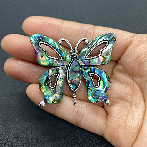 HXSCOO Forme de Papillon Coquille d'eau Douce Naturelle Broche Collier Pendentif Coquille d'ormeau Nacre Broche Pendentif Fabrication de Bijoux (Color : B)