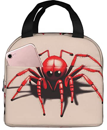 Lunch-Tasche für Unisex, gefrierbar, für Erwachsene, Outdoor-Arbeit und Picknick, isoliert mit niedlicher kleiner roter Spinne