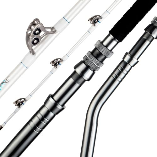 FISHAPPY Salzwasser Offshore Heavy Trolling Angelrute Big Game Konventionelle Bootsangelrute mit Rollenführungen 6' (6' - 80-150lbs - Bent Butt II)