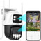 ENSTER 2K Telecamera Wi-Fi Esterno Doppio-Lente Doppia-Visione,PTZ IP Videocamera Sorveglianza Auto Tracking Camera 360 gradi,Compatibile con Alexa