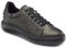 Karl Lagerfeld Paris Damen metallischem Leder zum Schnüren, gesticktes Logo Sneaker, Silber, 40 EU
