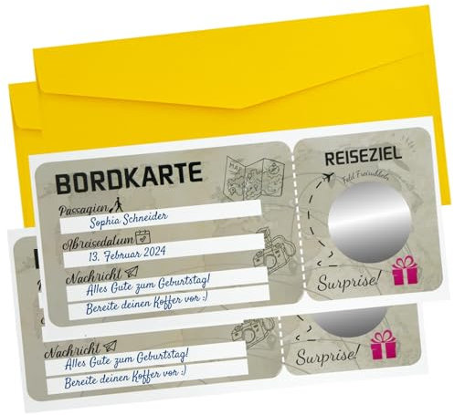 Meanju 2 Stück Reisegutschein Zum Selbstausfüllen Mit Rubbelaufkleber/Umschlag, Gutschein Reise Zum Beschriften Reisen Gutscheinkarte Einzigartige Reise Geschenk Flugticket Überraschungsreise (Grau)