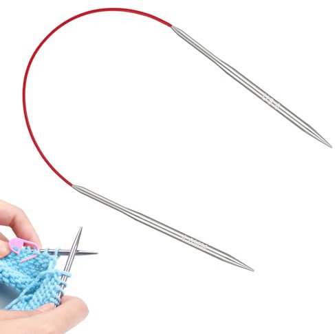 Aeeque 1 Stück Rundstricknadeln 40 cm, 4,0 mm Rundstricknadel, Kurz Stricknadeln Rundstricknadel für Mützen,Socken, Ärmel, Metall Rundnadeln zum Stricken, Ergonomisch Rund Stricknadel für Arthritis