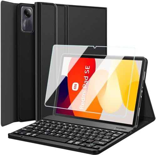 Nanhent Funda con Teclado Español Ñ para Redmi Pad SE 11 Pulgadas 2023 Tablet, 9H Protector de Pantalla, Teclado Magnético Inalámbrico Bluetooth Desmontable (Redmi Pad SE)