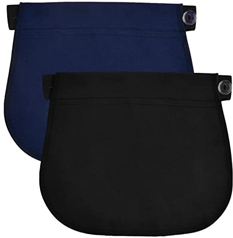 Hanunalir 2 pieces Pregnancy Waistband Extender Adjustable Waist Extenders Elastic Pregnancy Trouser Adjustable Pregnancy Waistband Extender for Trouser Adjustable Belt Extension for Pant Skirt Dress