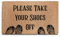 Please Take Your Shoes Off Doormat (45cm x 75cm) Small, Emily in Paris Style Font Front Door Mat, Coconut Core Fibre Heavy Duty Mat, Rug, Indoor Natural Coir Mat, Wide