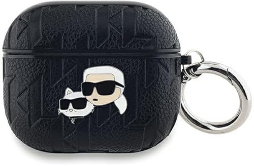 CG Mobile Karl Lagerfeld KLA3PGKCPK Hülle für AirPods 3 Schwarz Monogram Karl & Choupette Head