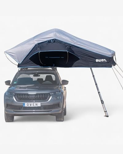 Owen | Dachzelt XL Black mit Vorzelt für 3-5 Personen | Hochwertige Materialien | Einfache Montage | 191x310x127cm