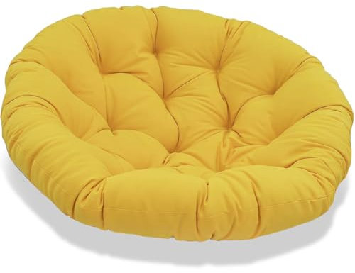 JIcloun Papasansessel Kissen 130cm, Stuhlkissen für Papasan Chair, Wasserdicht Dicke Bodenkissen Rund Groß, Runde Ersatzpolster für Hängesessel Rattansessel Korbsessel Outdoor Gartenmöbel Gelb