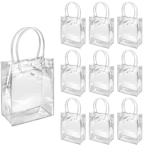 Geschenkbox Durchsichtig 10 StüCk Mit Druckknopf GeschenktüTen Wasserdicht Dauerhaft Gift Bag Diy 23 * 17 * 7 Cm GeschenktüTen Transparent FüR Geburtstag, Urlaub, Hochzeit Geschenkverpackungen