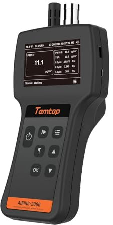 Temtop Airing-2000 Partikelmessgerät Mit PM2.5 PM10 TSP, Echtzeit Luftqualitätsmonitor Für Temperatur & Luftfeuchtigkeit Mit USB-Datenexport, Lange Akkulaufzeit Für Zuhause Büro Außenüberwachung