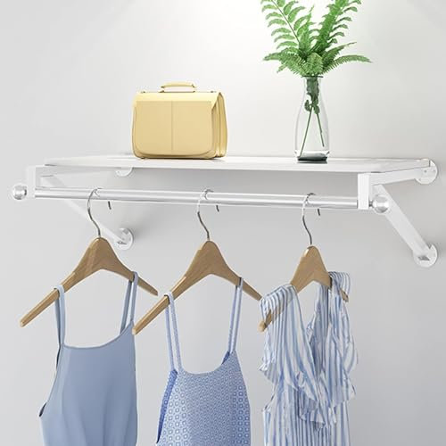 CATANK Kleiderständer, Schrank-Organizer, Handtuchhalter, Kleiderständer zur Wandmontage, kreative Verkaufsständer für Bekleidungsgeschäfte mit oberem Regal, Kleiderstange