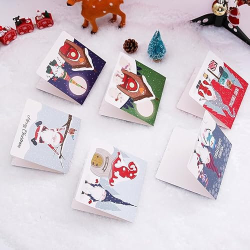MORAINJAY 6 Stück Weihnachtskarten mit Umschlag Aufklebern Set, Klappkarten Weihnachtsgrußkarten Kraftpapier Karten Postkarten für Weihnachten, Grußkarte für Familie Freunde Neujahr Weihnachtsgrüße