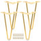 FWEEK Lot de 4 pieds de meubles dorés en épingle à cheveux - 25 cm - Grands pieds de meubles dorés en épingle à cheveux - En métal - Pour canapé, bureau, table de chevet, banc, armoire