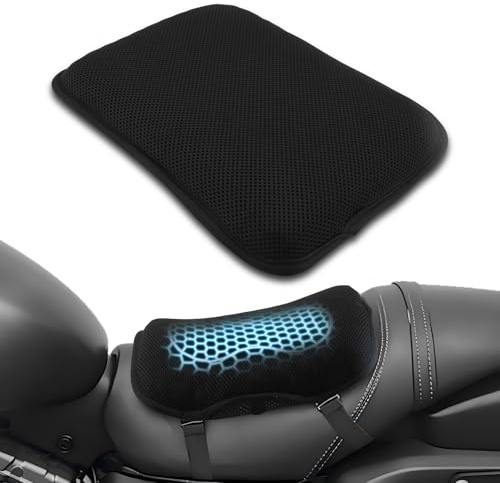 WODHMIEY Motorcycle Cushion, Motorcycle Shock Absorbing Cushion, with Hollow Structure, Breathable Mesh Cover, Elastic Gel, Pressure Release, High Resilience TPE
