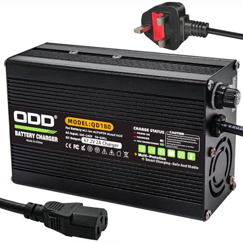 QDD 67.2V Lithium Battery Charger 60V Smart Charger Output C13 Plug Used for 16S 60V Li-ion Battery Pack