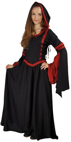 Leonardo Carbone® Damen Kleid Kapuzenkleid Isolde | Kapuze | Trompetenärmel | Karneval, Halloween, Cosplay, LARP, Mittelalter, Gewand, Kostüm, Fantasy | 100% Viskose