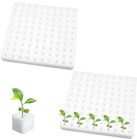 ZAHD 200 PCS Hydroponik Schwamm zum Anzüchten von Samen Sämlings Schwämme Soilless Hydroponic Schwämme Sämlings Schwämme Hydrokultur Sämlingsschwämme für Gewächshaus Anzucht Steinwolle Würfe (Weiß)
