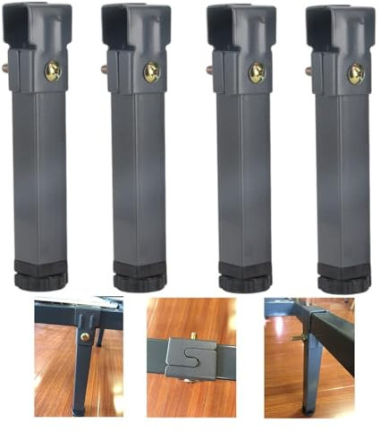 MMDXDLX Table Clamp Legs Adjustable Height Clamping Tube Legs,Metal Square Bed Lifting Legs, Row Skeleton Hook Pinch Bed Legs, For Tatami Bed Frame Table(22cm)