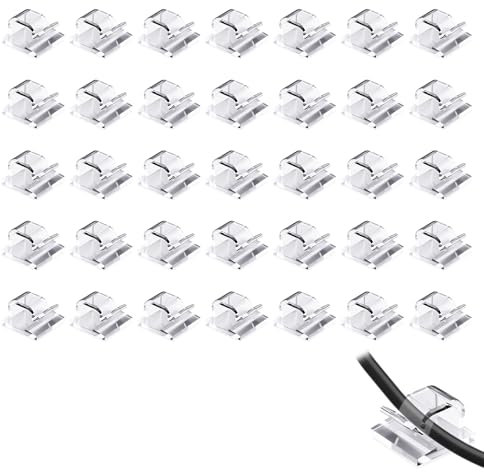 100Pcs Cable Clips Self Adhesive,Wall Wire Tidy Hooks,Cord Small Clear Sticky Management Holder Clip,Desk Cables Wires Trunking Organizer Transparent Strong Self-Adhesive Holders Hook for Pins