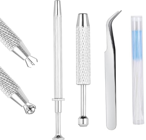 AccGin Piercing Taper Ball Grabber Tool for Jewelry Change – 14G 16G 18G 20G Stainless Steel Applicator, Flat Back Earrings, Threadless Insertion Pin, Body Piercing Kit for Ear, Nose, Lip Piercings