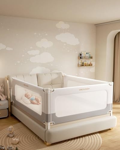3 Piece Bed Rails for King Size Bed, No-Drill Needed Baby Bed Rail Guard