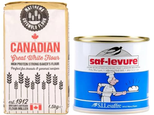 Matthews Canadian Bread Flour 1.5Kg & SAF Active Dry Yeast 500g - Strong White Flour for Bread, Pizza Dough, Sourdough & Baking - Ideal for Breadmakers & Ovens