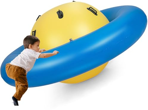 SOARS Aufblasbare Kletterkugel für Kinder, Hüpfball zum Klettern, Klettergerüst mit 6 Griffen, Kletterkuppel bis zu 3 Kinder 113kg belastbar, für Kinde ab 5 Jahren (Blau + Gelb)