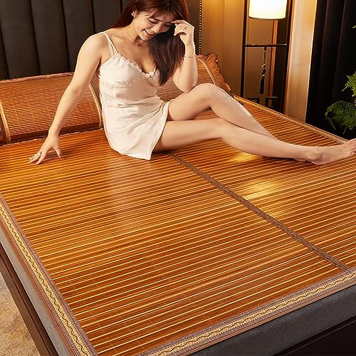 Sommer Bambus Isomatte Doppelseitig Rattan Bettmatte Faltbare Bambus Matratze für Wohnzimmer & Flur Leichte & Atmungsaktive Bettwäsche für Komfort