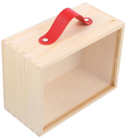 Holz Aufbewahrungsbox mit Sichtfenster, Griff, Transparente Geschenkbox