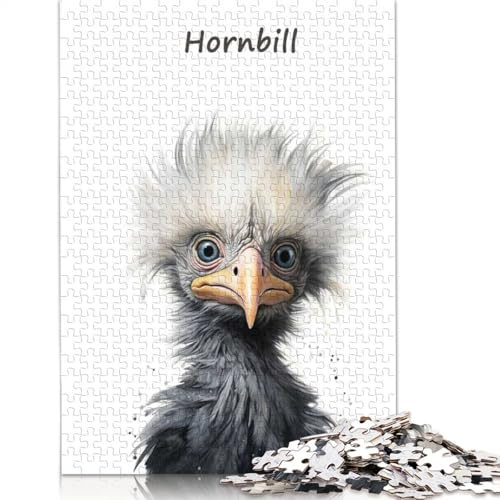 1000-teiliges quadratisches Puzzle mit Nashornvogel-Safari für Erwachsene und Holzpuzzles für Kinder, 1000 Teile (75 x 50 cm)