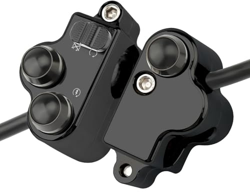 Motorcycle Handlebar Control Switch 1'' 25mm Motorcycle Handlebar Control Switch Push Button For Suzuki Bobber Chopper Bikes(All Black)