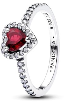 PANDORA Damen-Ring 925 Silber Herz geprägt Fuchsia 198421C13